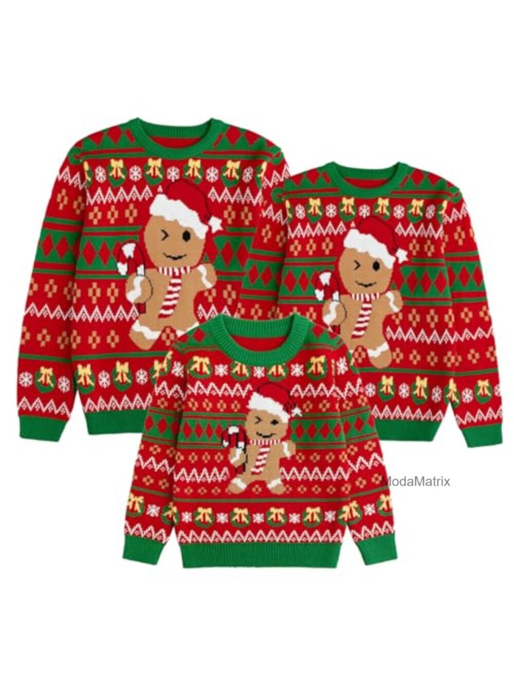 Ugly Christmas Sweater Gingerbread Man Pullover Long Sleeve Crew Neck